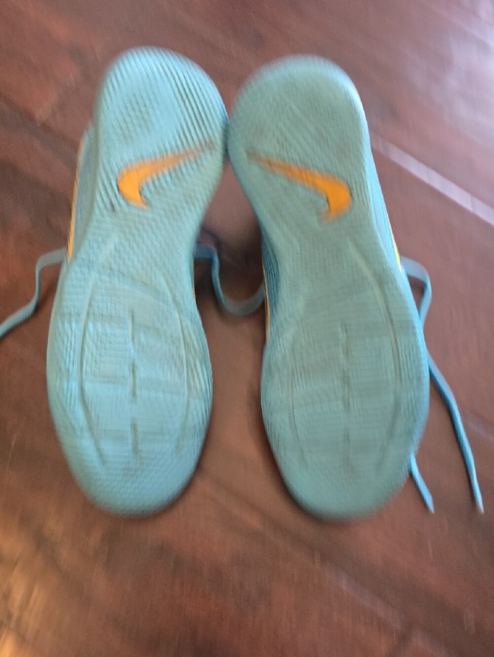 Nike Blue Athletic Sneakers Turf Shoes Cleats with Yellow Accents - Picture 4 of 4